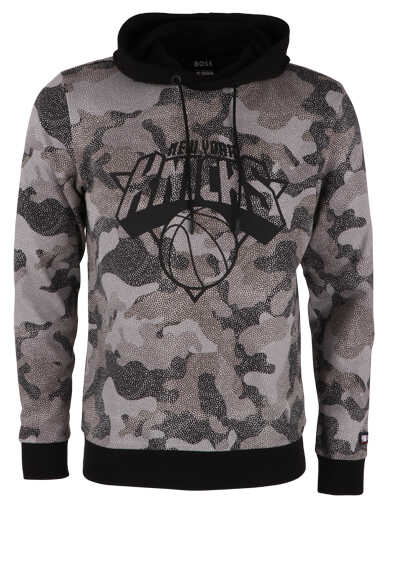 BOSS Hoodie CAMO_NBA Langarm Kapuze Logo-Prgung Camouflage schwarz preisreduziert