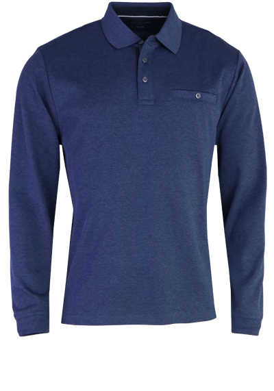CASAMODA Polo-Shirt Langarm Brusttasche geknpft blau preisreduziert