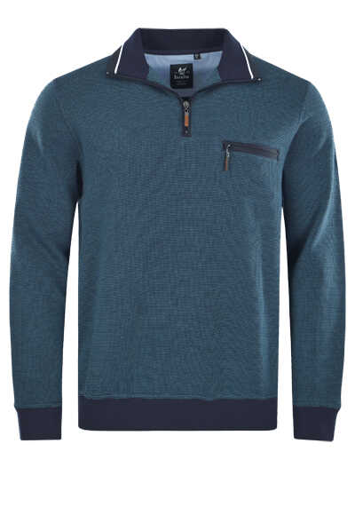 HAJO Sweatshirt Langarm mit Reiverschluss Struktur hellblau